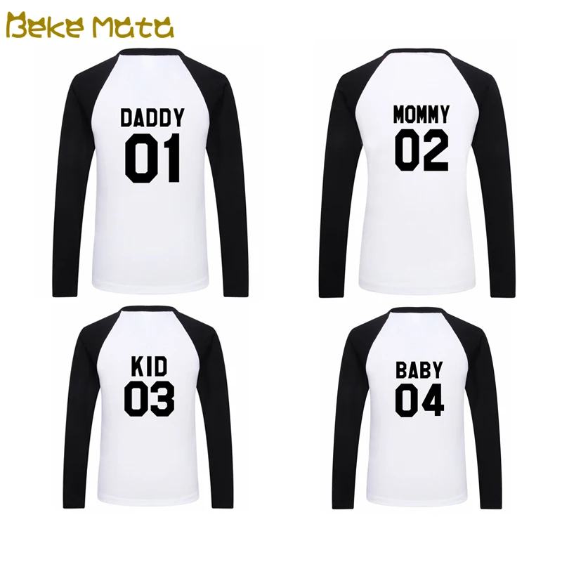 BEKE MATA Family Matching T Shirts Spring 2019 Daddy Mommy Kid Baby Clothes Long Sleeve Look Mother Father Son | Мать и ребенок