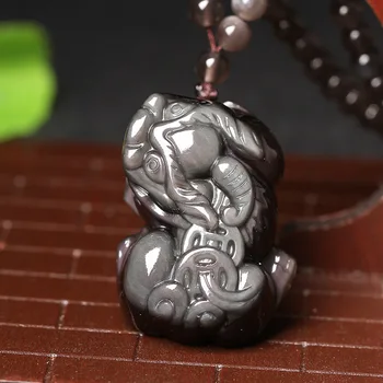 

Natural light color counter genuine ice Obsidian that female lucky big brave pendant jewelry back..Made in China