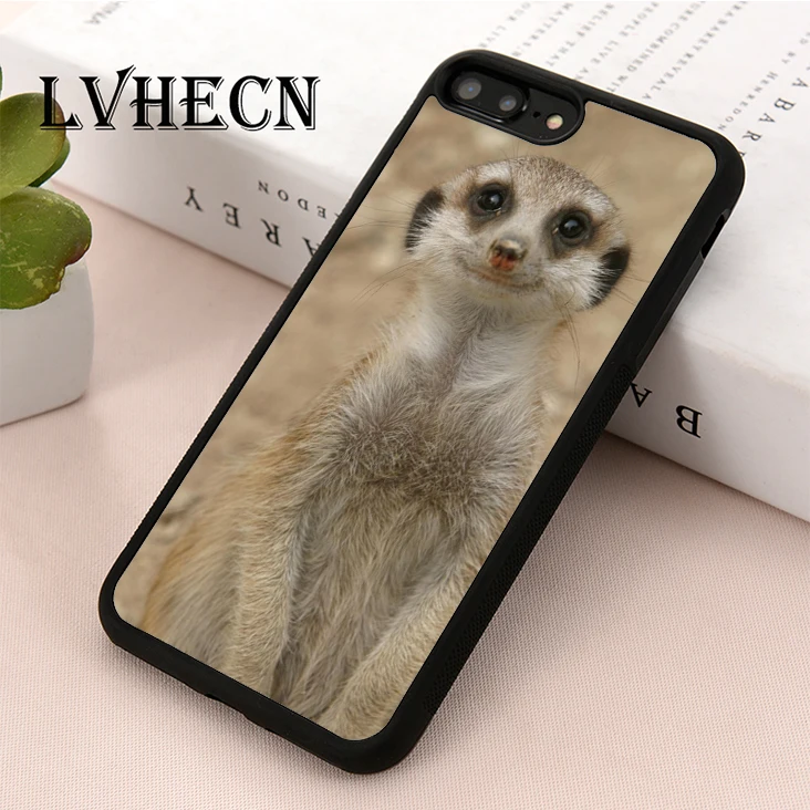 

LvheCn TPU Skin phone case cover for iPhone 5 5s SE 6 6s 7 8 plus X XR Xs Max Cute Smiling Meerkat Wild