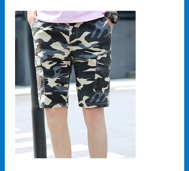 100% Cotton Shorts Men Summer Camouflage Sports Shorts Quality Beach Male Short Pants Breathable Fashion Plus Size Boardshorts 09