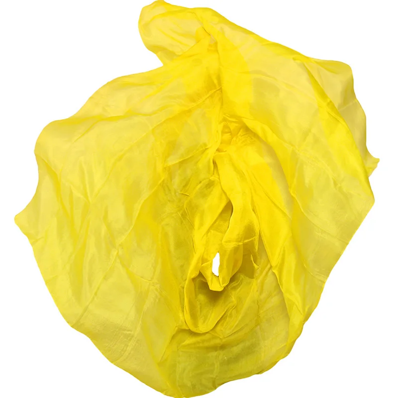 Silk Belly Dance Veils Shawl Scarf Pure Yellow Color Belly Dance Practice Performance Silk Veils
