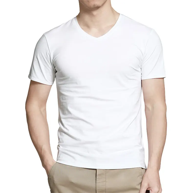 Super quality Mens V neck T shirts Cheap price Casual male short Top Tees Black White Gray Pink Blue Large size Brand clothing-08