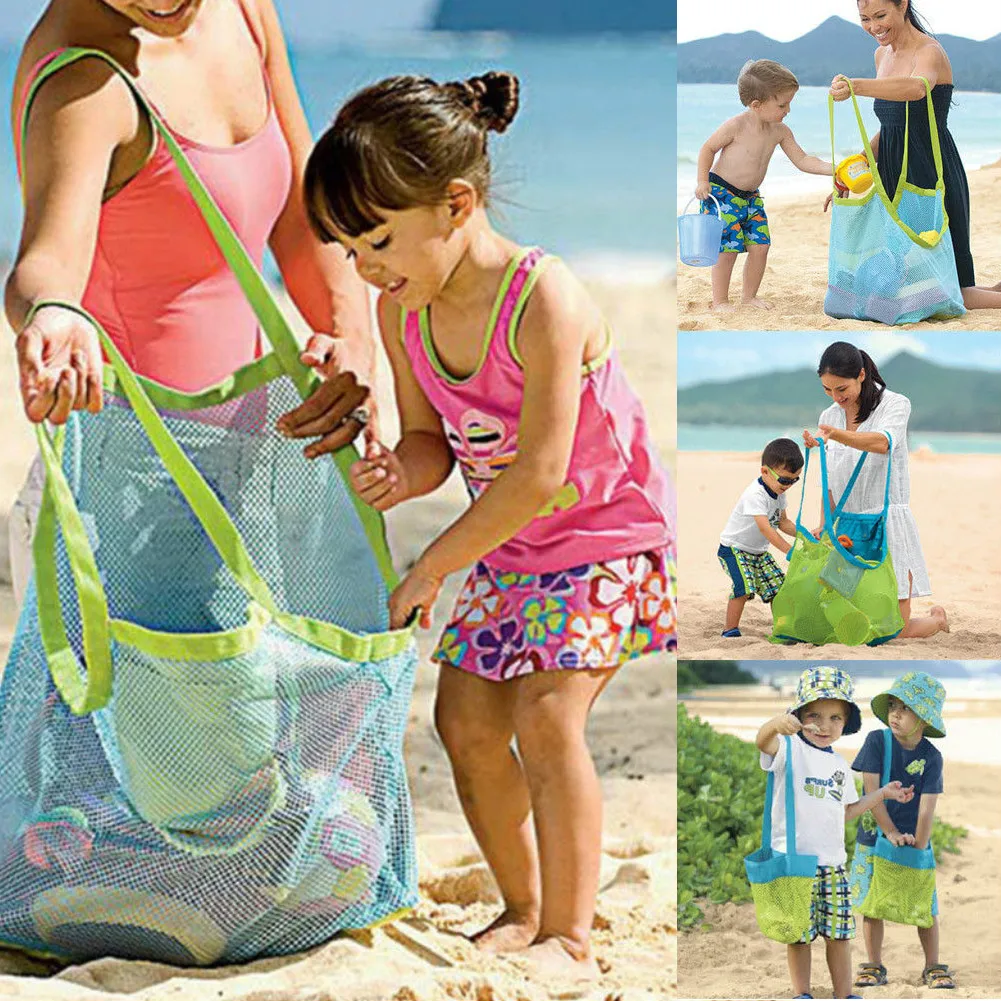 Складной детский пляжный сетчатый мешок для хранения игрушек для ванной, большие сетчатые сумки, Висячие большие объемные сумки
