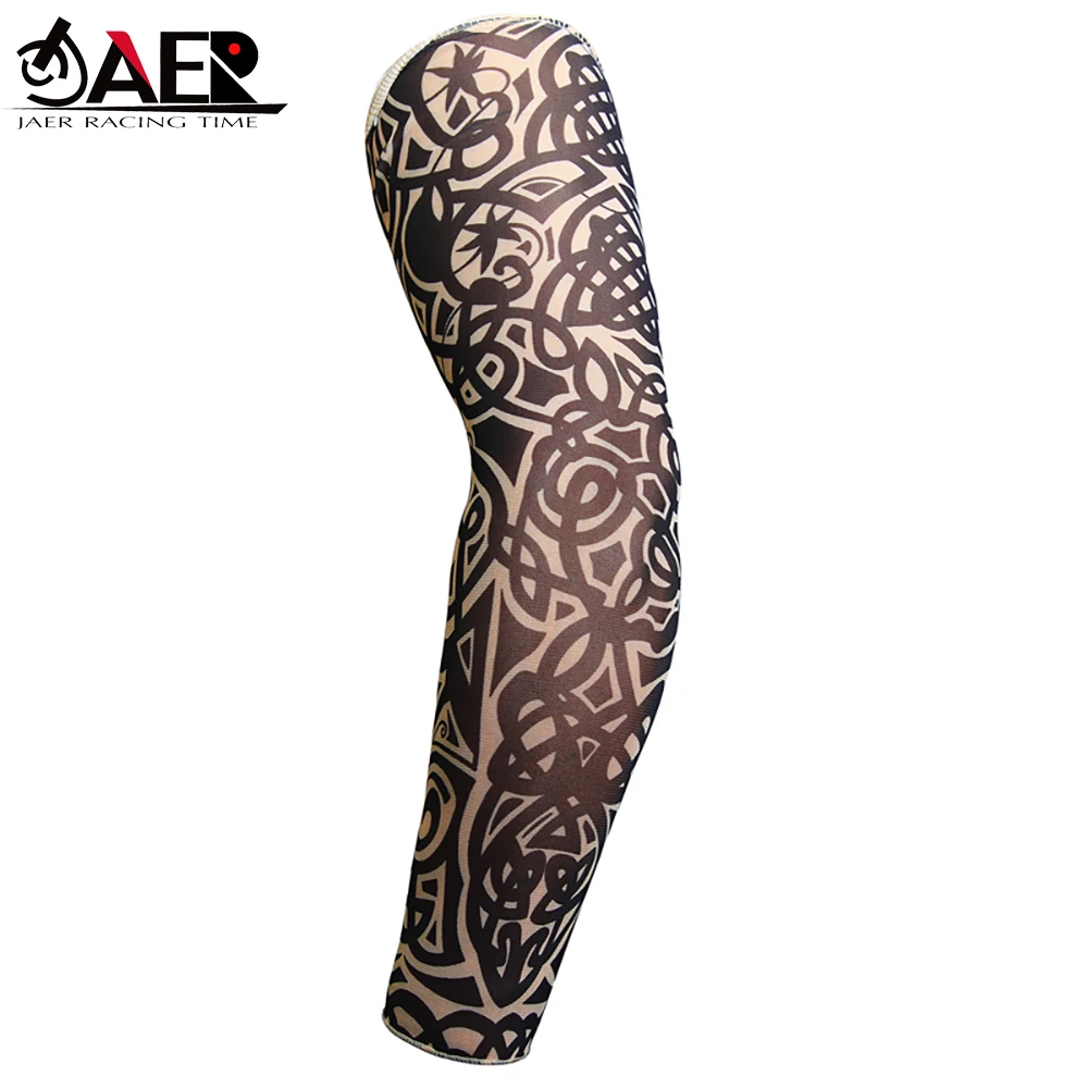 

JAER 1PC Motorcycle Sleeves 3D Tattoo Printed Armwarmer UV Protection MTB Bike Bicycle Sleeve Arm Protection Ridding Arm Sleeves