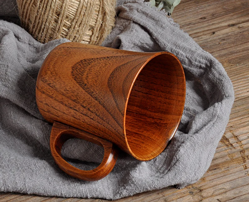 300ml Coffee Mug Natural Wood Coffee Tea Cup Large Wooden Cups Office Travel Beer Mug Gifts  (4)