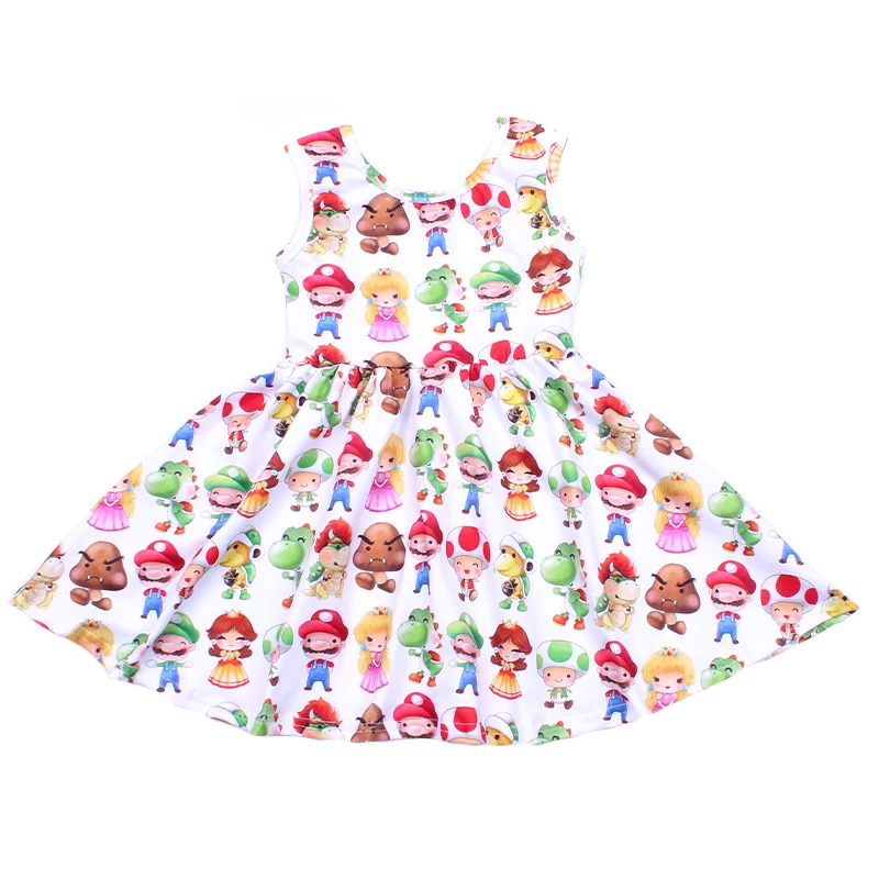 

Summer Girls Sleeveless Dress Children Cartoon Twirl Dress Soft Milk Silk Toddler Princess Party Twirl Dresses Wholesales