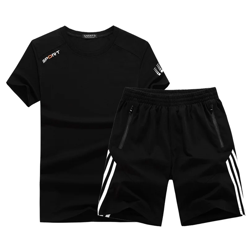 

Summer Men Casual Tracksuit Outfit Short Sleeve T-shirt Sweatshirt+pant Running Jogger Athletic Sports Set Sweat Suit Plus Size