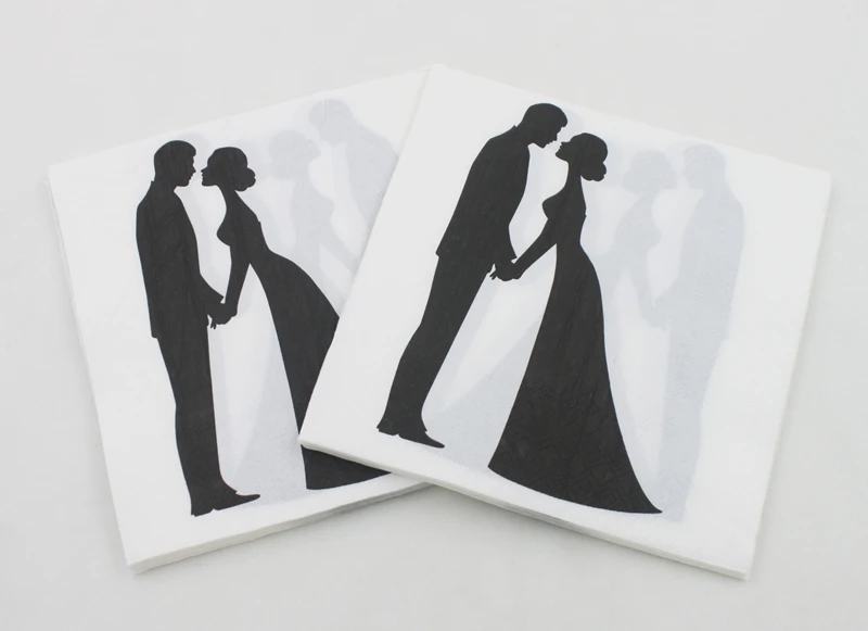 [Rainloong] напечатанные Свадебные Бумага салфетки Жених и невеста ткань с принтом салфетка украшения 33*33 см 20 шт./упак./лот