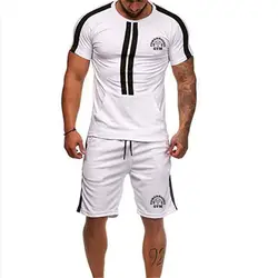 Мужские комплекты одежды мужские футболки с коротким рукавом брендовая одежда мужские два предмета костюм Лето Спортивные Костюмы