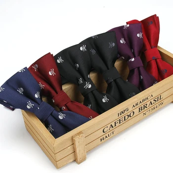 

Fashion men's polyester jacquard bow tie Skull personality men bow tie