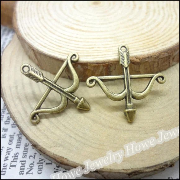 

70 pcs Vintage Charms Bow and arrows Pendant Antique bronze Fit Bracelets Necklace DIY Metal Jewelry Making