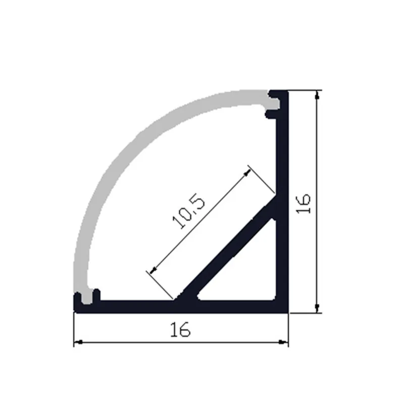 10 шт./лот 40 дюймов/шт светодиодный алюминиевый профиль для 10 мм печатной платы, светодиодный Угловой канал для 5050 полосы, полукруглый светодиодный светильник