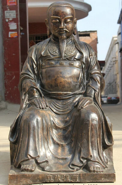 

JP S0524 32" Larger Old Chinese Bronze Seat Zhen Wu Founder emperor kaiser tzar Statue