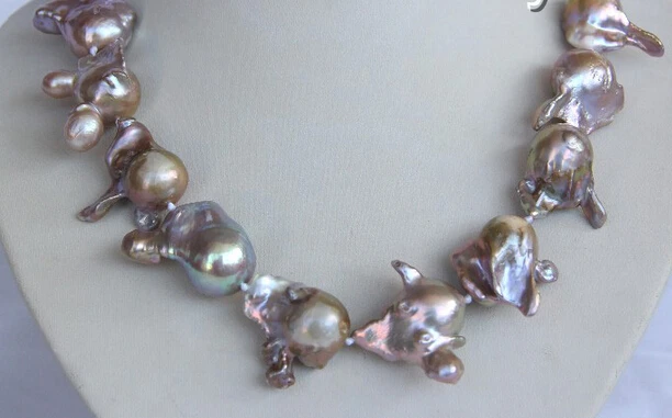 

RHJ00117 baroque purple keshi reborn freshwater pearl necklace