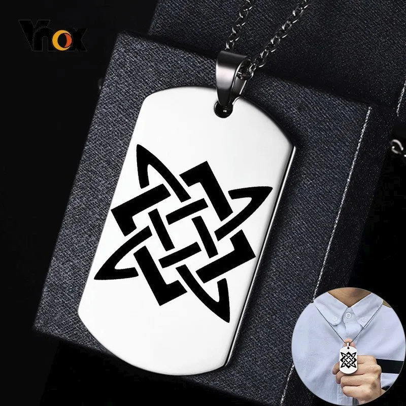 

Vnox Slavic Star Of Russia Stainless Steel Dog Tag Guardian Star Svaroga Square Russian Symbols Icons Custom Men Necklace