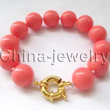 Красивая " 10 мм розовый коралловый цвет идеально круглый морские раковины жемчужный браслет- GP c благородный стиль естественно прекрасно jewe быстрая