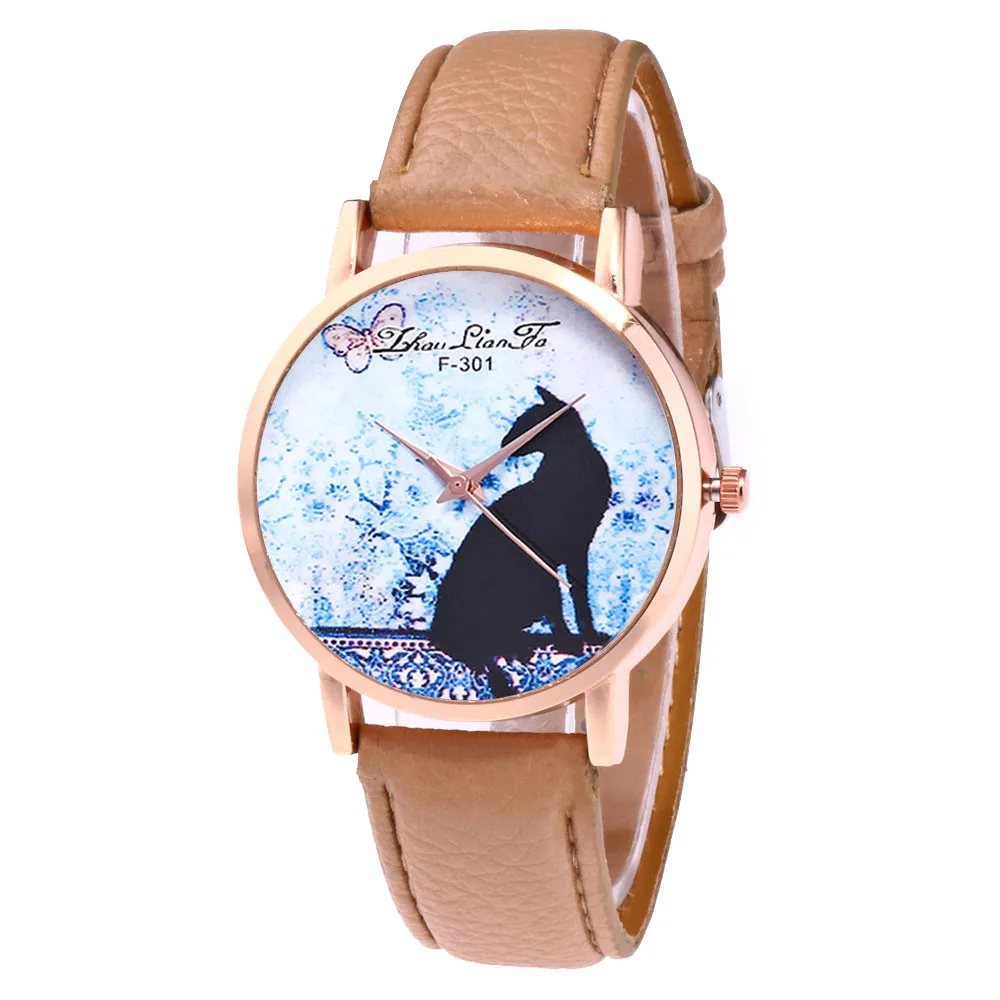 Fashion Casual Cats pattern Dial watches Women Classic Quartz Leather Band Analog Quartz Round Wrist Watch Ladies Fashion Clock Fashion Casual Cats pattern Dial watches Women Classic Quartz Leather Band Analog Quartz Round Wrist Watch Ladies Fashion Clock