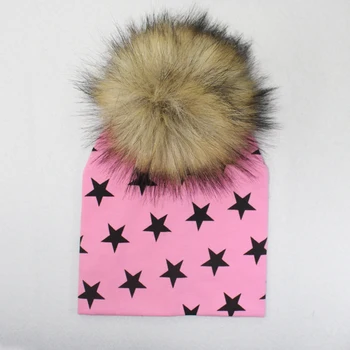 

Newborn baby boy and girl hats Children hat baby autumn and winter little star hat baby head cap with Pompom hair ball beanies