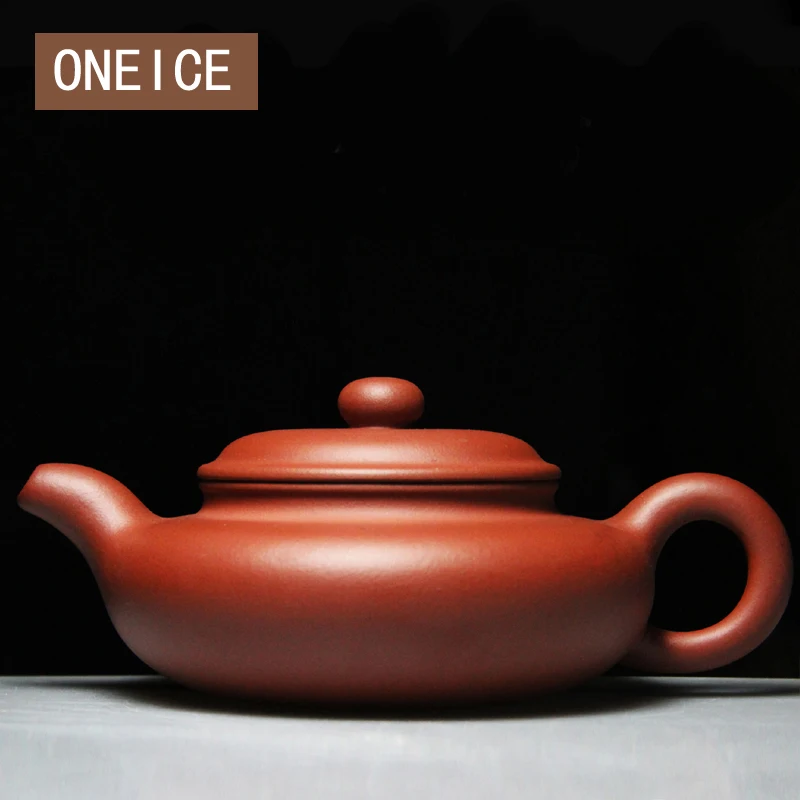 

ONEICE Flat Imitation Pot Authentic Yixing Teapot Masters Handmade Teapots Red Mud large capacity 380ML Tea Pots