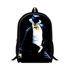 2015 Fashion Children School Bag 3D Character Printed Schoolbag for Teenagers Boy Michael Jackson Student Book Bags Kids Machila