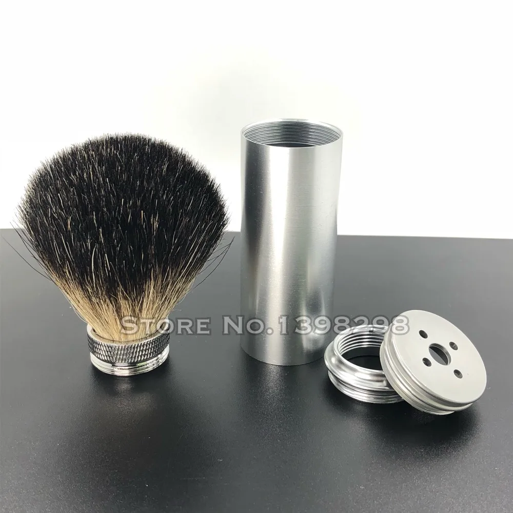 CSB Travel Shaving Brush Black Badger Hair Knot 20mm Aluminium Matte