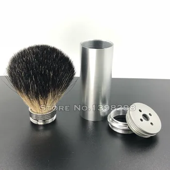 

CSB Travel Shaving Brush Black Badger Hair Knot 20mm Aluminium Matte Chrome Handle Barber Shop Hair Salon Tooll