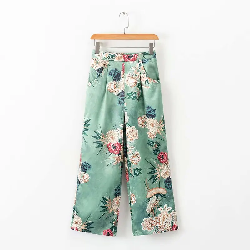 Fashion suit pants suit 2019 summer temperament new women's printing loose suit jacket casual wide leg pants two-piece Fashion suit pants suit 2019 summer temperament new women's printing loose suit jacket casual wide leg pants two-piece
