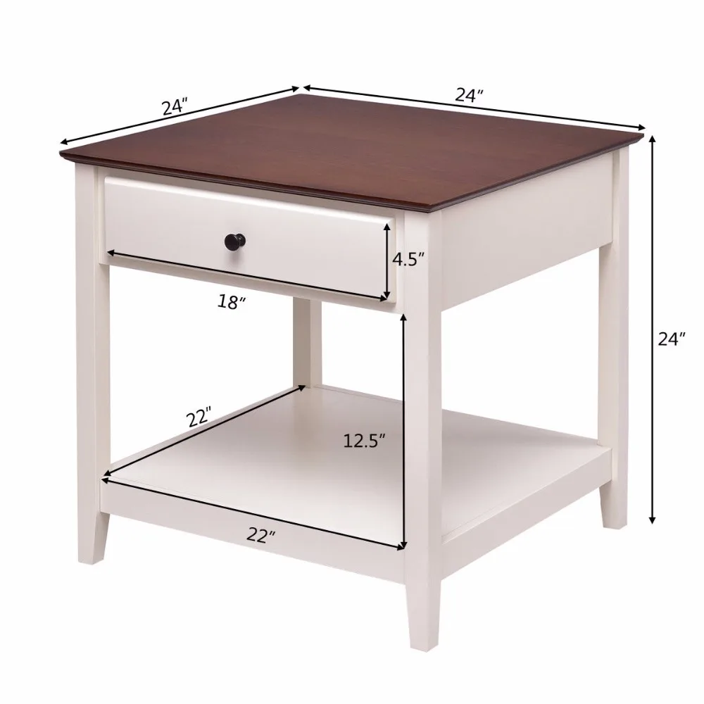 Giantex Wood Side Table End Table Night Stand Coffee Table with Drawer and Shelf Square Home Furniture HW56281 Giantex Wood Side Table End Table Night Stand Coffee Table with Drawer and Shelf Square Home Furniture HW56281