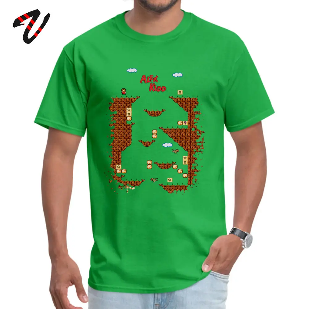 High Quality Men T-shirts Alex Kidd in Miracle World Street Tops Shirts All Cotton Short Sleeve Printed T Shirt O-Neck Alex Kidd in Miracle World12507 green