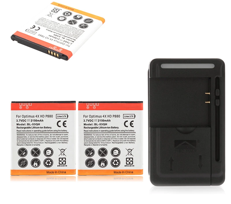 Image 2x 2150mAh BL 53QH Guaranteed 100% Original OEM Phone Battery+USB Wall Charger For LG Optimus L9 P769 4X HD P880 Escape P870