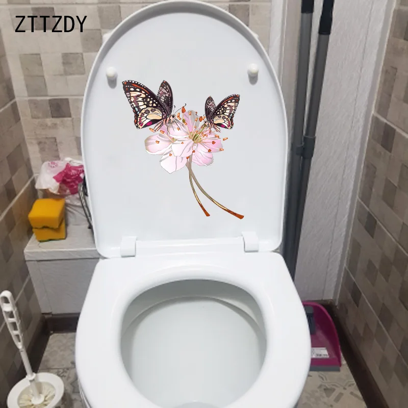 

ZTTZDY 20*24.5CM Cartoon Hand Drawn Butterfly Creative Toilet Sticker Wall Decal Home Decor T2-0512