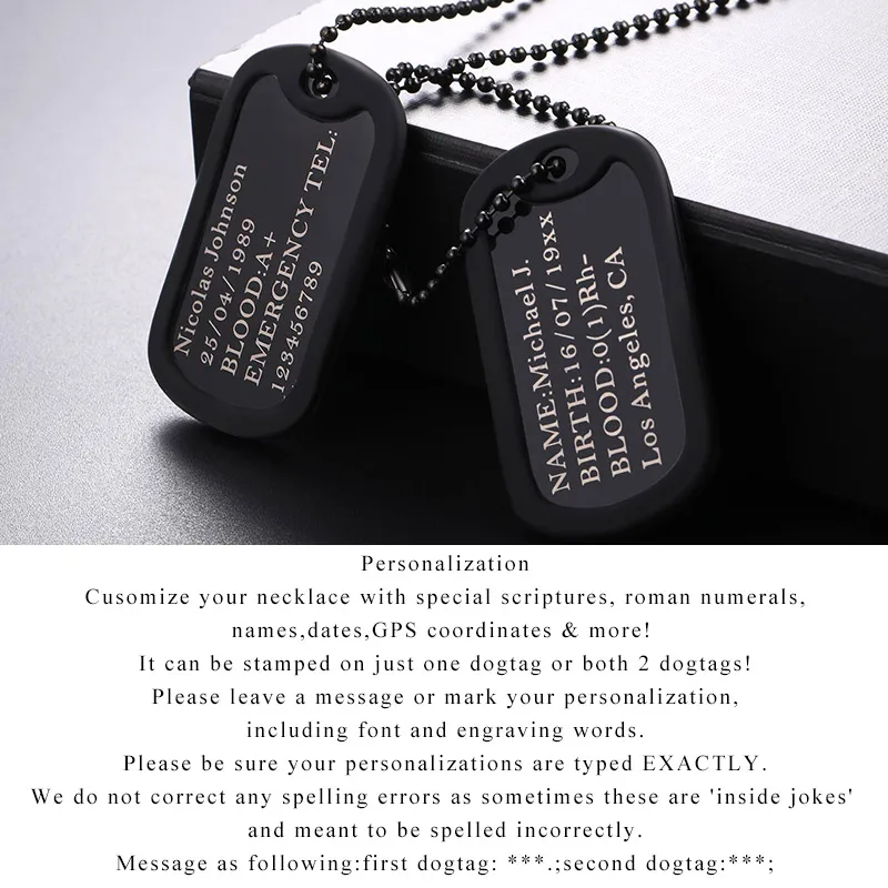 U7 индивидуальное медицинское оповещение I D Dog Tag Ожерелье Подвеска с цепочкой из
