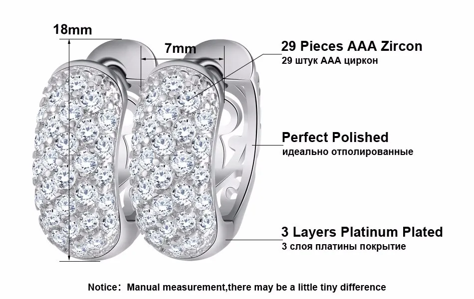 Circle Austrian Clear Cz Earring For Women Fashion Party Elegant Stud Earrings Jewelry