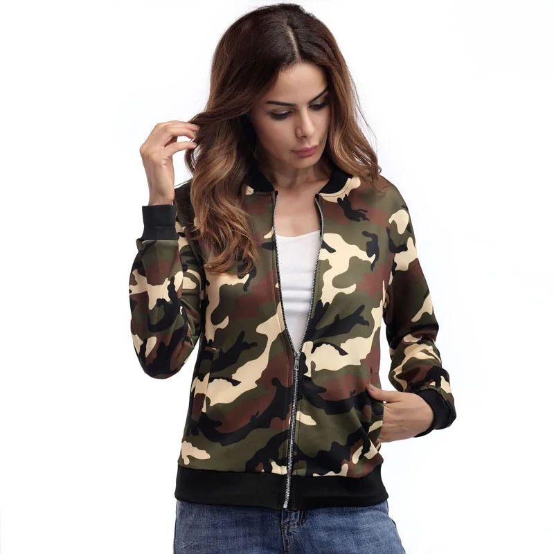 Weweya Black Printed Camouflage Zipper Bomber Jacket