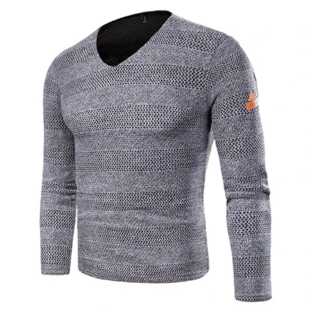 Пуловер с v-образным вырезом размера плюс 6XL большого размера s, шерстяной мужской свитер - Цвет: Серый