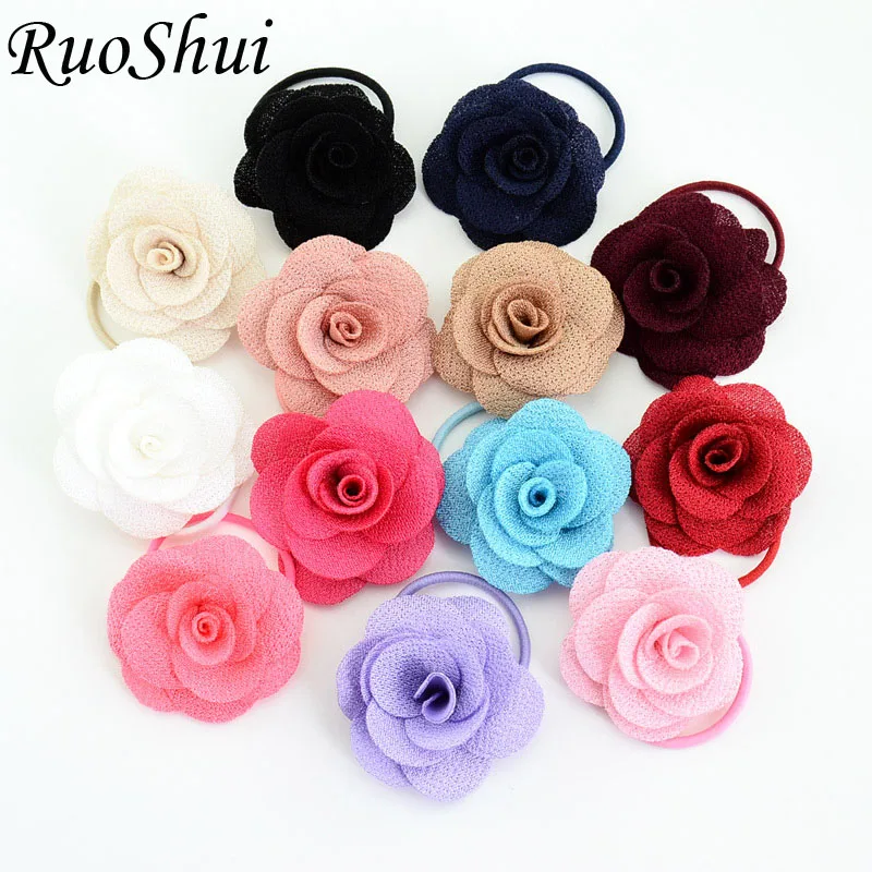 

13PCS/LOT Multi-layer Three-dimensional Rose Flower Elastic Hair Bands Korean Ponytail Holder Hair Ties Girls Hair Accessories