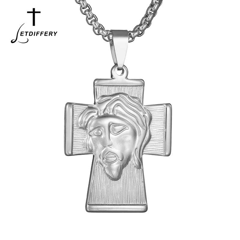 Letdiffery ретро крест Распятие Иисуса Подвески с крестом Нержавеющая сталь цепи Цепочки и ожерелья религиозные молитвы подарок для Для мужчин