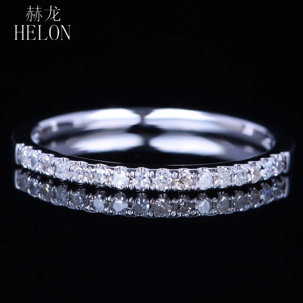 Стерлинговое Серебро HELON 925 Pave 0.12ct натуральные бриллианты обручальное кольцо на головщину группа женские модные ювелирные изделия