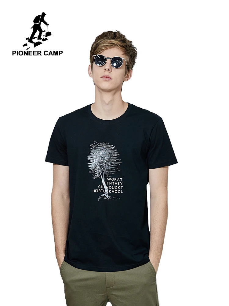 

Pioneer Camp Short Sleeve T shirt Mens Brand Clothing Casual Tree Printed T-shirt Pure Cotton High Quality Tees Men ADT906240