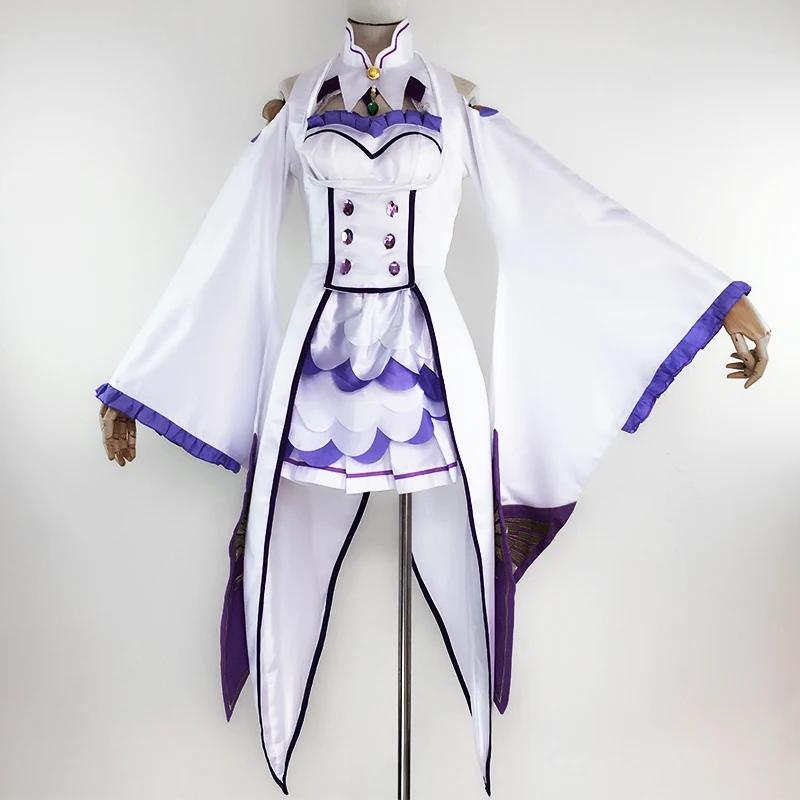 

Emilia Cosplay Re:zero Kara Hajimeru Isekai Seikatsu Re Life In a Different World From Zero White Fairy Magician Costume Clothes