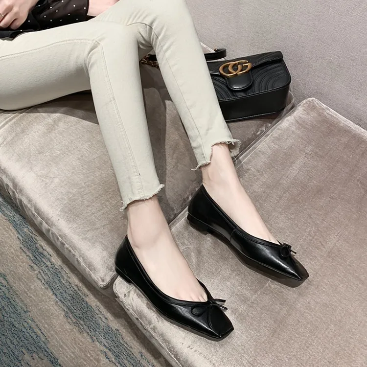 

Big Size 9 10 11 12 13 Ladies High Heels Women Shoes Woman Pumps Square-headed butterfly-knot shallow-mouthed single shoe