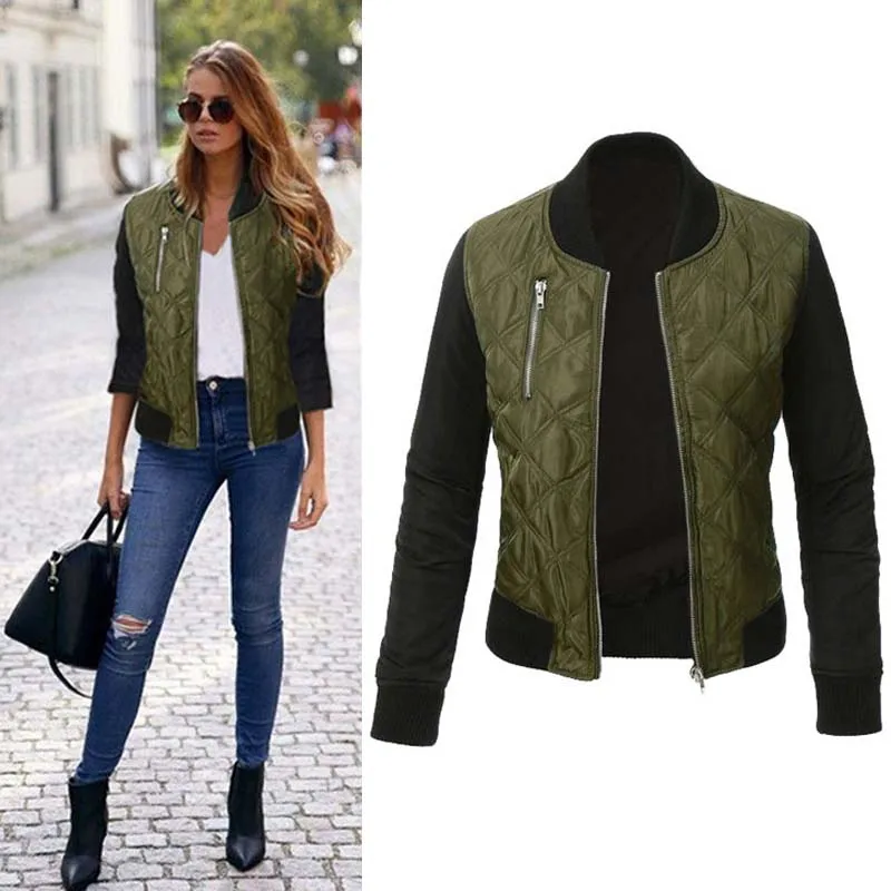 New Fashion Women Stand Collar Casual Short Jacket Coat Long Sleeve Outwear Zipper Up Slim Basic