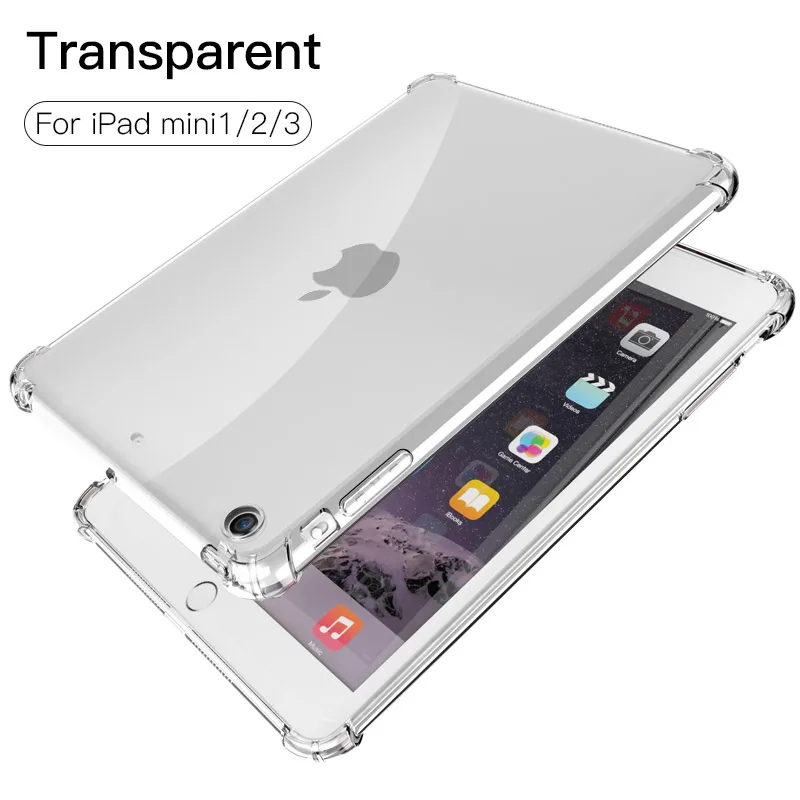 PZOZ чехол для нового iPad Pro 9,7 дюймов Air mini 1 2 3 4 5 Силиконовый противоударный прозрачный мягкий чехол из ТПУ для iPad mini сумка - Цвет: Mini 123 Transparent