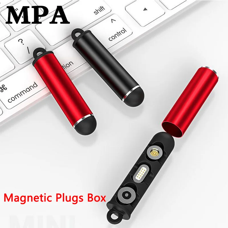 

Portable Magnetic Plugs Box for iPhone Type C Micro USB C 8-Pin Connector Adapter Tips Plugs Metal Case Storage Container Box