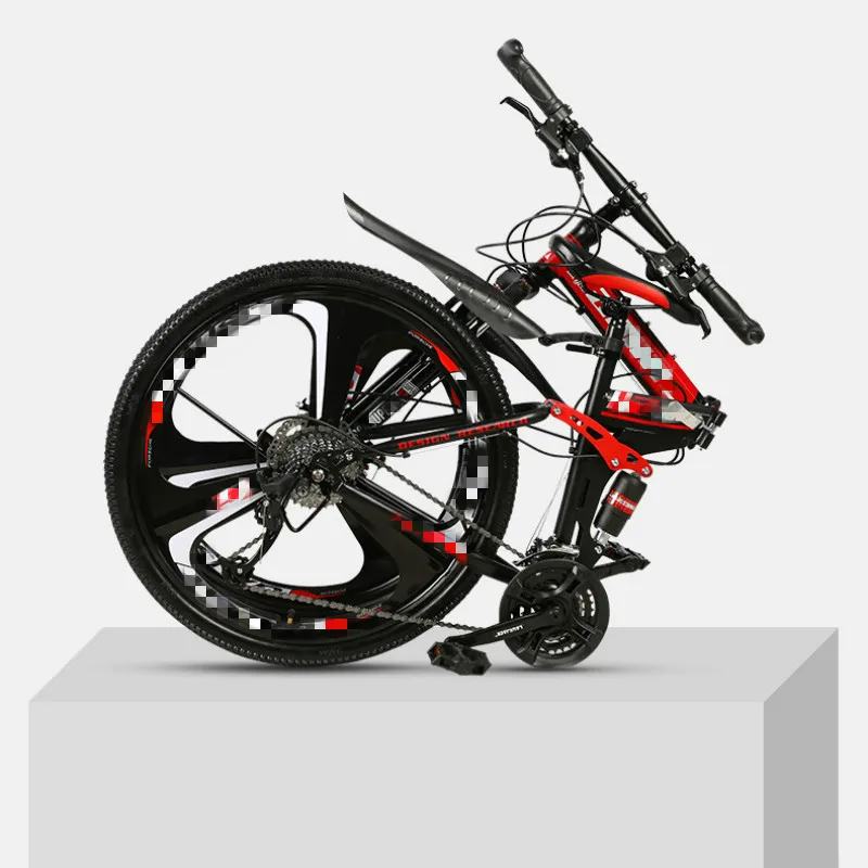 Clearance 26 Inch Folding Mountain Bike 21-30 Speed Double Shock Absorption Spoke Wheel Speed Bicycle 9