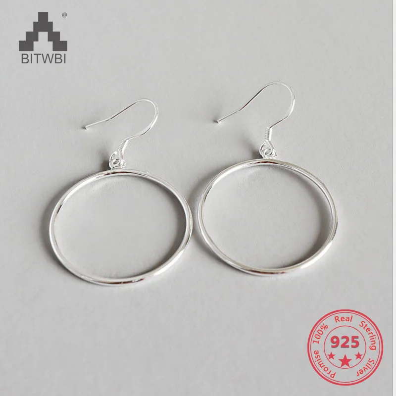 

Geometric Circle Round Hoop Earrings for Women Brincos New 925 Sterling Silver Women Party Jewelry Accessories