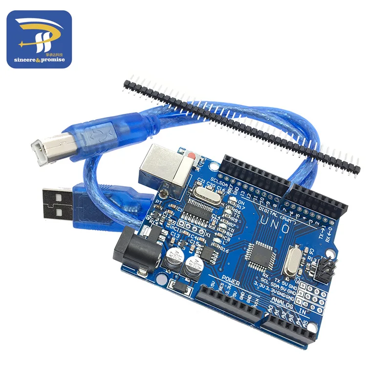 Один набор UNO R3(CH340G) MEGA328P для Arduino UNO R3 с корпусом USB кабель ATMEGA328P-AU макетной платы