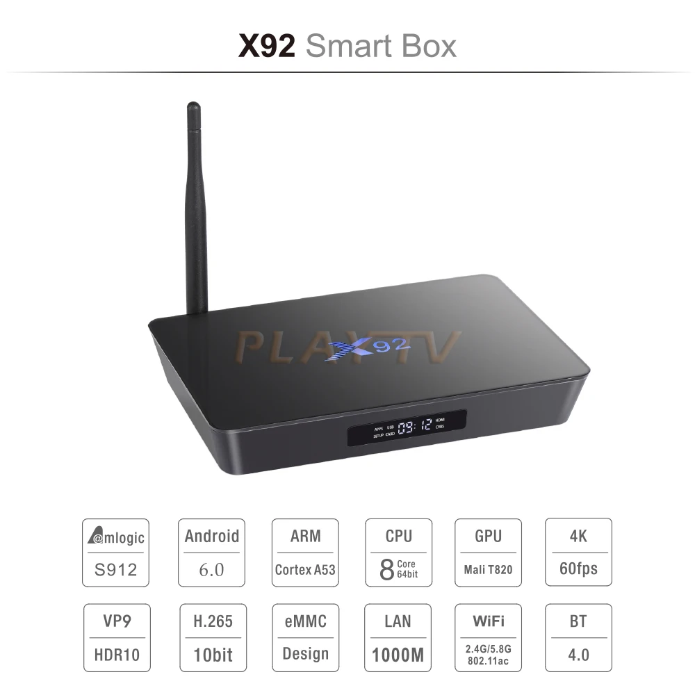 [Подлинный] X92 3 Гб/32 ГБ 3 ГБ/16 ГБ 2 ГБ/16 ГБ Android 7,1 Smart tv Box Amlogic S912 Восьмиядерный процессор полностью загруженный 5G Wifi телеприставка