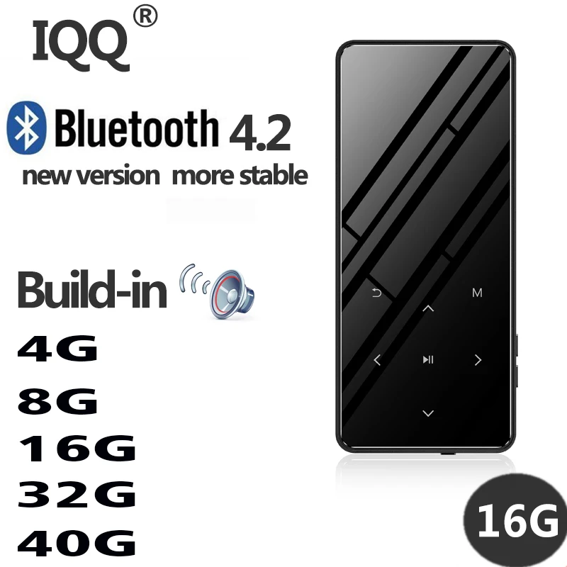 

Bluetooth 4.2 touch screen MP3 player Built-in 16G HIFI Lossess Portable Slim MP3 player with radio and loud Speaker For walking