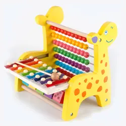 Дети ранняя Математика детство обучающая игрушка детская красочная деревянная вокруг бусин обучающая игрушка стук на Пианино музыкальные